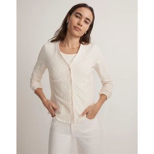 Madewell 100% cotton beige V-Neck Cardigan in Checkerboard Jacquard size L